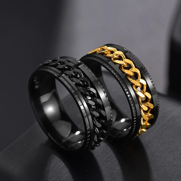 Cool Stainless Steel Rotatable Men Couple Ring High Quality Spinner Chain Rotable Rings Punk Women Man Jewelry for Party Gift 0 DailyAlertDeals   
