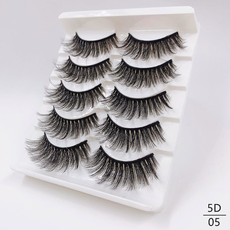 5/8 Pairs Faux Mink Eyelashes Soft Fluffy Natural False Eyelashes 3D Thick Dramatic Makeup Eyelashes Reusable Handmade Lashes  DailyAlertDeals 5D05 China 