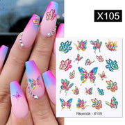 Harunouta Blue Ink Blooming Flowers Nail Water Decals Concise Floral Leaves Slider For Nails Geometric Waves DIY Manicures Tips Nail Stickers DailyAlertDeals X105  
