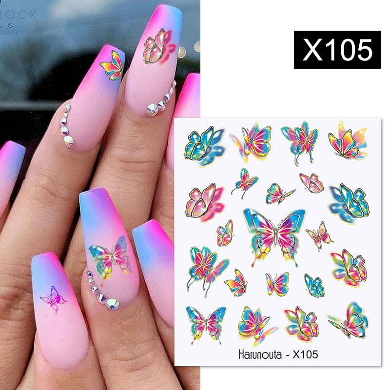 Harunouta Cool Geometrics Pattern Water Decals Stickers Flower Leaves Slider For Nails Spring Summer Nail Art Decoration DIY 0 DailyAlertDeals X105  