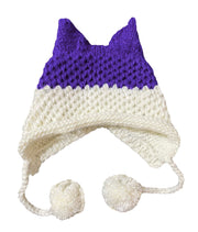 BomHCS Cute Fox Ears Beanie Winter Warm 100% Handmade Knit Hat 0 DailyAlertDeals Purple White  