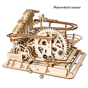 Robotime Rokr Marble Run Set 5 Kinds 3D Wooden Puzzle DIY Model Building Block Kits Assembly Toy Gift for Teens Adult Night City 3D Wooden Puzzle DIY Model Building Block Kits DailyAlertDeals Waterwheel coaster China 