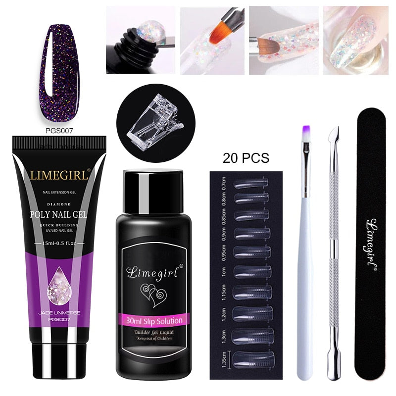 Poly gels Set for nail Extension Manicure Acryl Gel Varnish Set 15ML Poly gels Poly Nail Kit UV Gel Kit Poly gels Set for nail Extension DailyAlertDeals ZH119-PGS007 China 