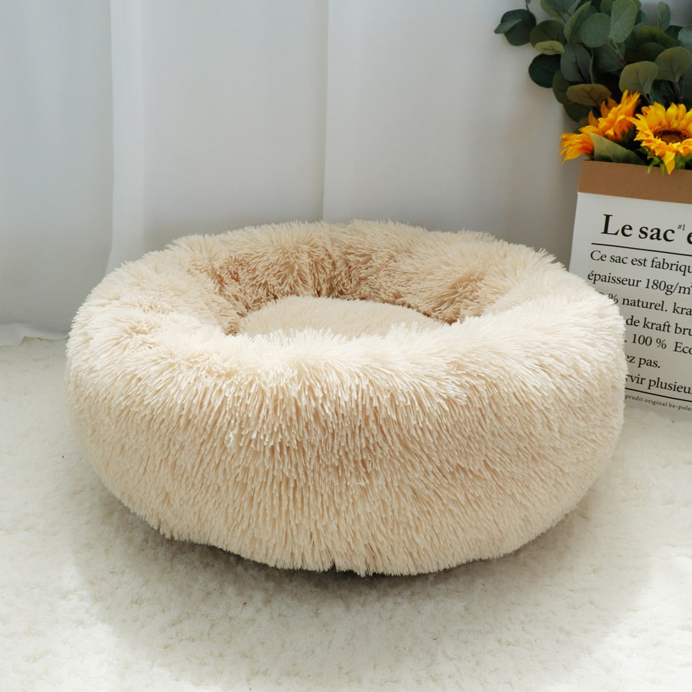 Pet Dog Bed Warm Fleece Round Dog Kennel House Beds & Sofas for pets DailyAlertDeals Light Coffee Diameter 40cm China