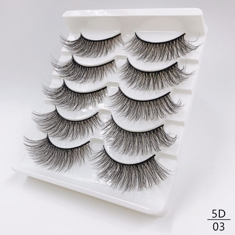 5/8 Pairs Faux Mink Eyelashes Soft Fluffy Natural False Eyelashes 3D Thick Dramatic Makeup Eyelashes Reusable Handmade Lashes  DailyAlertDeals 5D03 China 