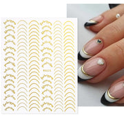 French 3D Nail Decals Stickers Stripe Line French Tips Transfer Nail Art Manicure Decoration Gold Reflective Glitter Stickers nail art DailyAlertDeals WG625 01  