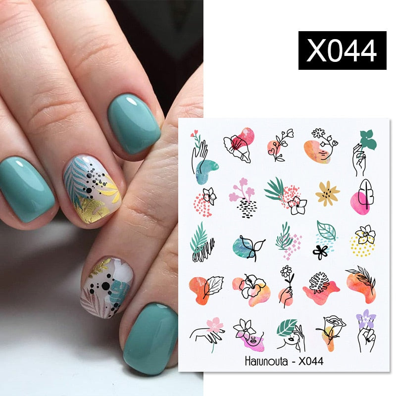 Harunouta Water Decals Ink Blooming Flower Leaves Transfer Nail Stickers Butterfly Love Heart Design Slider Watermark Decoration 0 DailyAlertDeals X044  