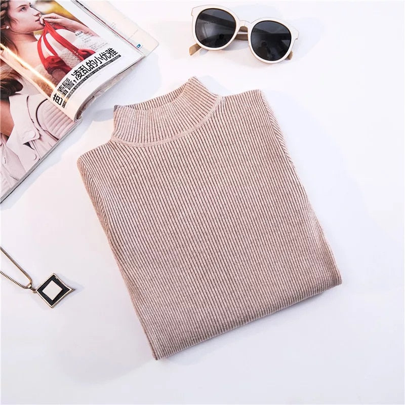 Women's Black turtleneck Soft Cozy Sweaters Slim Full Sleeve Multi-color Turtleneck Sweaters for Women winter turtleneck sweaters for women DailyAlertDeals Rice camel S 