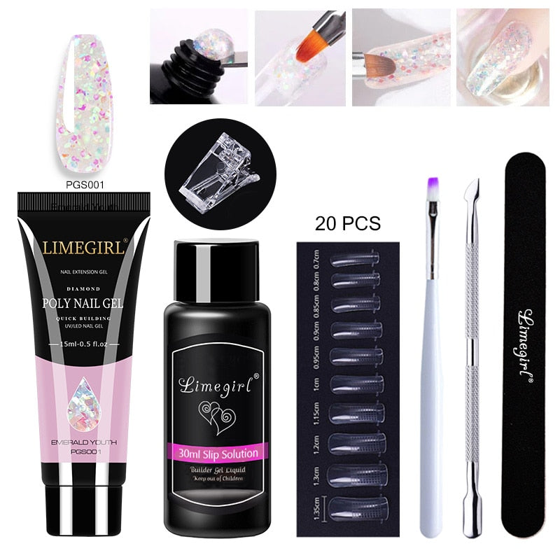 Poly gels Set for nail Extension Manicure Acryl Gel Varnish Set 15ML Poly gels Poly Nail Kit UV Gel Kit Poly gels Set for nail Extension DailyAlertDeals ZH119-PGS001 China 