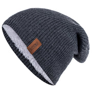 New Unisex Letter Beanie Hat Leisure Add Fur Lined Winter Hats For Men Women Keep Warm Knitted Hat Fashion Solid Ski Bonnet Cap Beanie hat unisex DailyAlertDeals Black Dark Grey 54cm-62cm 