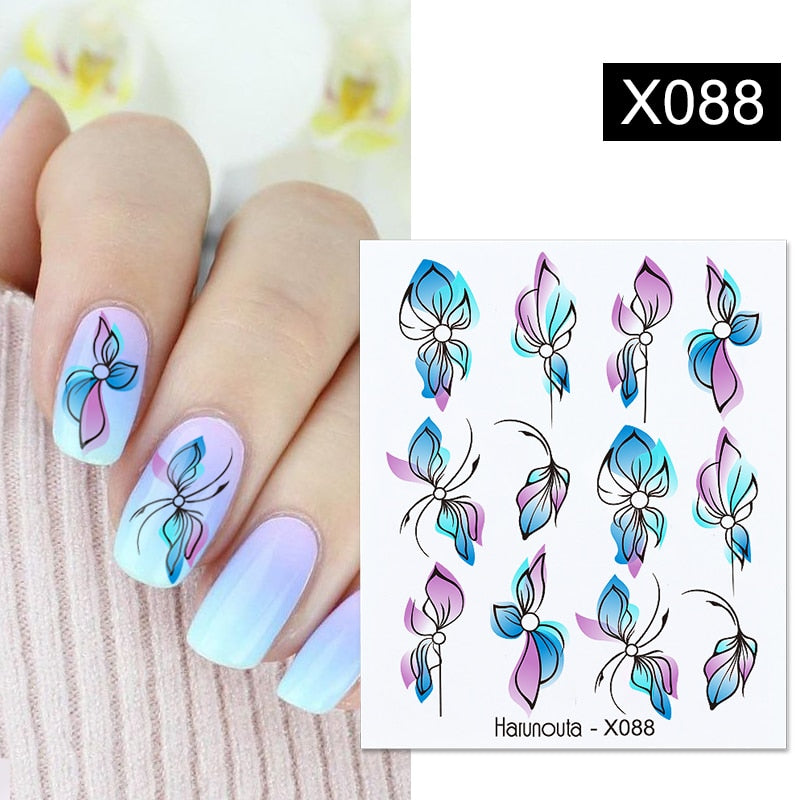 Harunouta Black Lines Flower Leaf Water Decals Stickers Spring Simple Green Theme Face Marble Pattern Slider For Nails Art Decor 0 DailyAlertDeals X088  