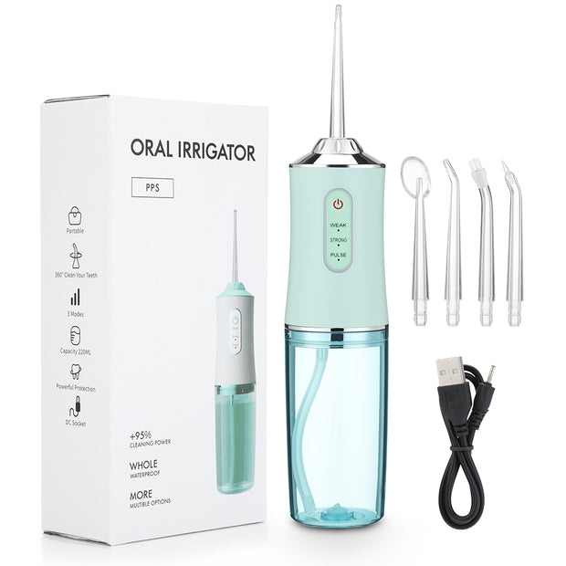 Oral Irrigator Portable Dental Water Flosser USB Rechargeable Water Jet Floss Tooth Pick 4 Jet Tip 220ml 3 Modes IPX7 1400rpm 0 DailyAlertDeals   