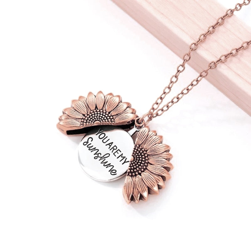 You Are My Sunshine Necklaces For Women Men Lover Gold Color Sunflower Necklace Pendant Jewelry Birthday Gift For Girlfriend Mom 0 DailyAlertDeals Rose Gold Color China 