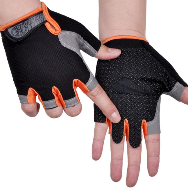 HOT Cycling Anti-slip Anti-sweat Men Women Half Finger Gloves Breathable Anti-shock Sports Gloves Bike Bicycle Glove Gloves DailyAlertDeals Type A--Orange S 