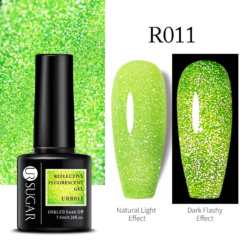 UR SUGAR Fluorescent Gel Nail Polish Neon Yellow Green Blue Color Gel Soak Off UV Nail Gel Varnish For Nail Art Top Coat Neon Fluorescent Gel Nail Polish DailyAlertDeals Reflective 1  