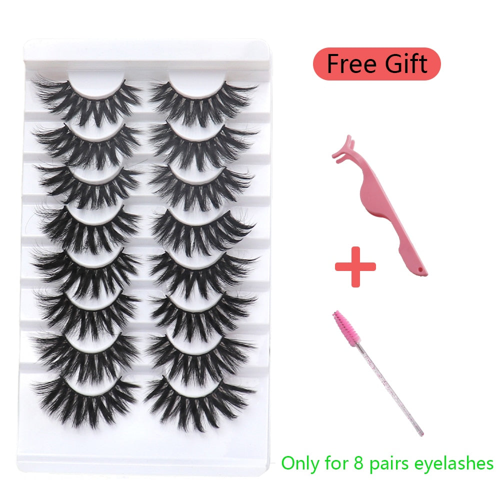 5/8 Pairs 20mm Mink Lashes 3D Natural False Eyelashes Fluffy Faux Mink Eyelashes Wispies Long Extension Eyelashes Pack Maquiagem  DailyAlertDeals   