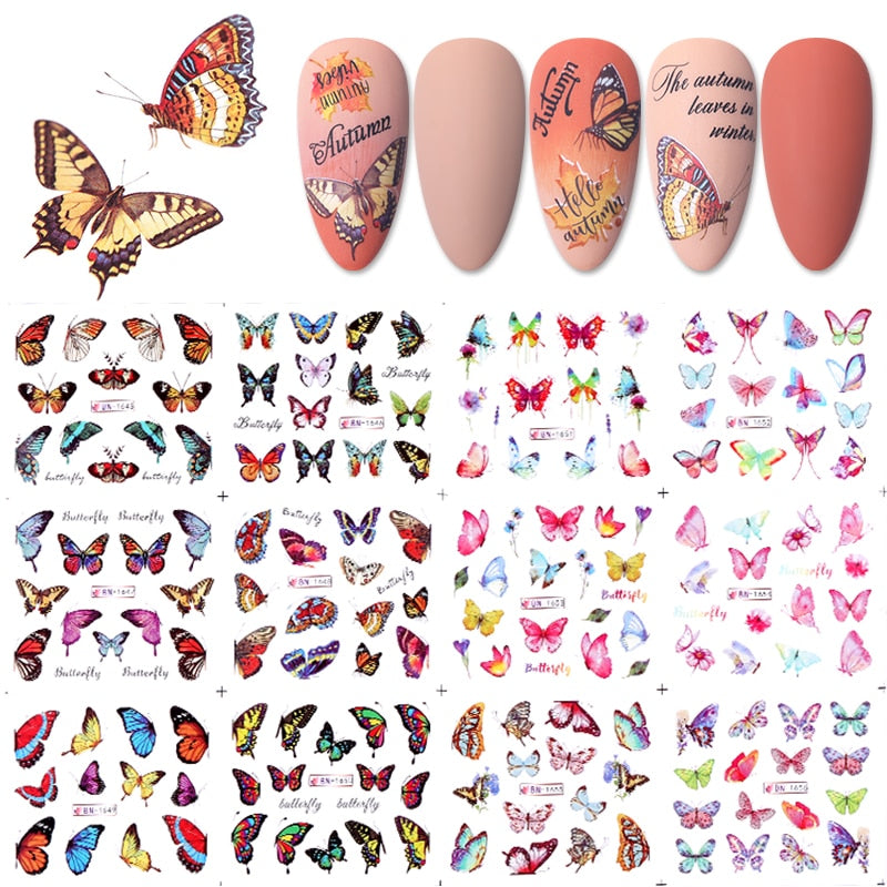 12 Designs Nail Stickers Set Mixed Floral Geometric Nail Art Water Transfer Decals Sliders Flower Leaves Manicures Decoration 0 DailyAlertDeals 19  