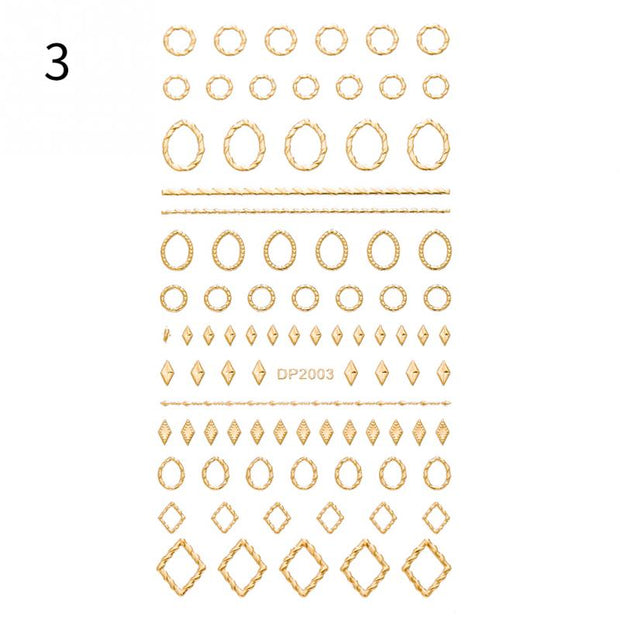 1PC Silver Gold Lines Stripe 3D Nail Sticker Geometric Waved Star Heart Self Adhesive Slider Papers Nail Art Transfer Stickers 0 DailyAlertDeals DP2003  