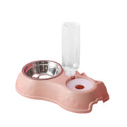 500ML Dog Bowl Cat Feeder Bowl With Dog Water Bottle Automatic Drinking Pet Bowl Cat Food Bowl Pet Stainless Steel Double 3 Bowl 500ML Dog Bowl Cat Feeder Bowl DailyAlertDeals 2 in 1 Pink United States 