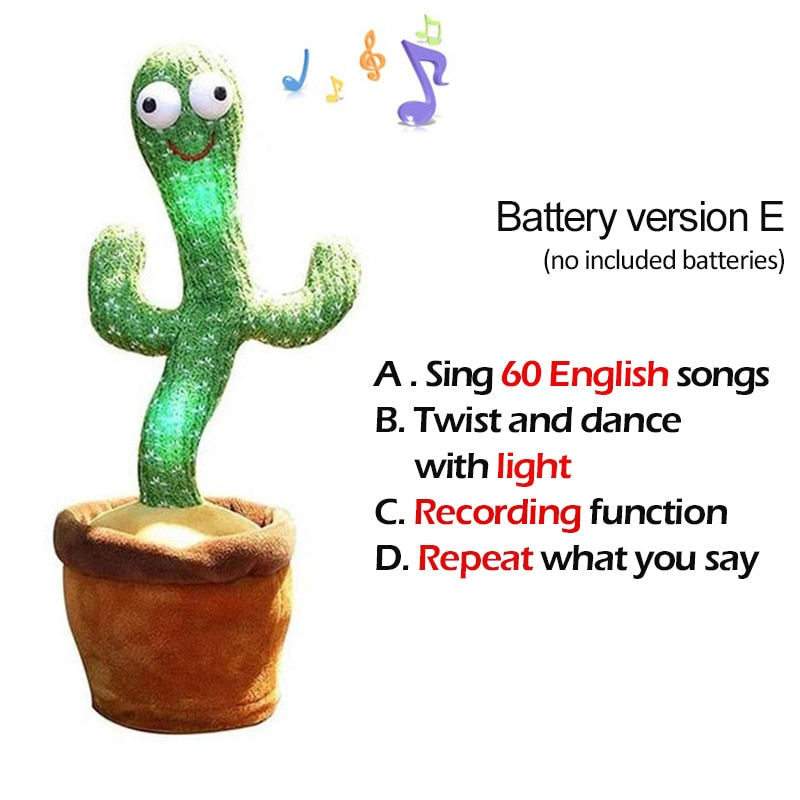 Lovely Talking Wiggle Dancing Cactus Doll Repeat English Songs Plush Cactus Toys for Babies Christmas Toy Gift Lovely Talking Toy Dancing Cactus Doll DailyAlertDeals Style4 English Songs USA 