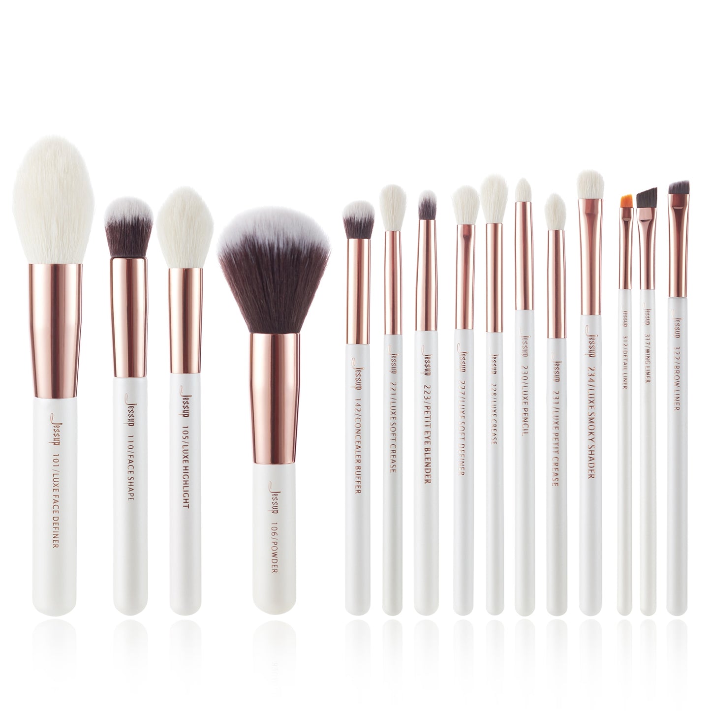 Jessup Professional Makeup brushes set ,6- 25pcs Makeup brush Natural Synthetic Foundation Powder Highlighter Pearl White T215  DailyAlertDeals T222(15PCS) China 