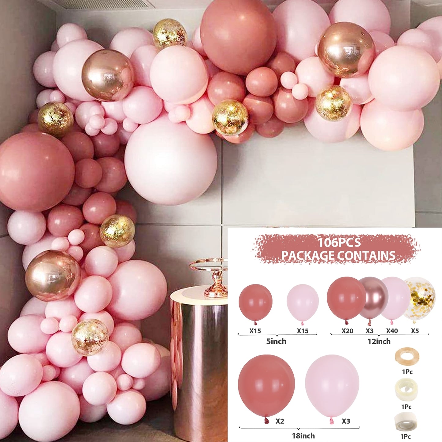 Pink Balloon Garland Arch Kit Birthday Party Decorations Kids Birthday Foil White Gold Balloon Wedding Decor Baby Shower Globos Balloons Set for Birthday Parties DailyAlertDeals 32 AS SHOWN 