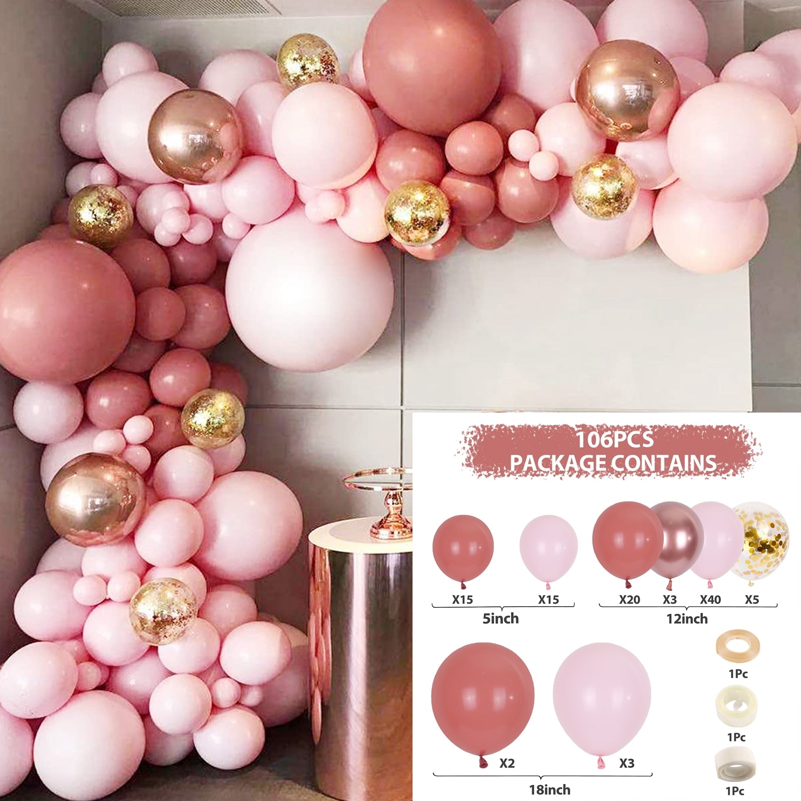 Pink Balloon Garland Arch Kit Birthday Party Decorations Kids Birthday Foil White Gold Balloon Wedding Decor Baby Shower Globos Balloons Set for Birthday Parties DailyAlertDeals 32 AS SHOWN 