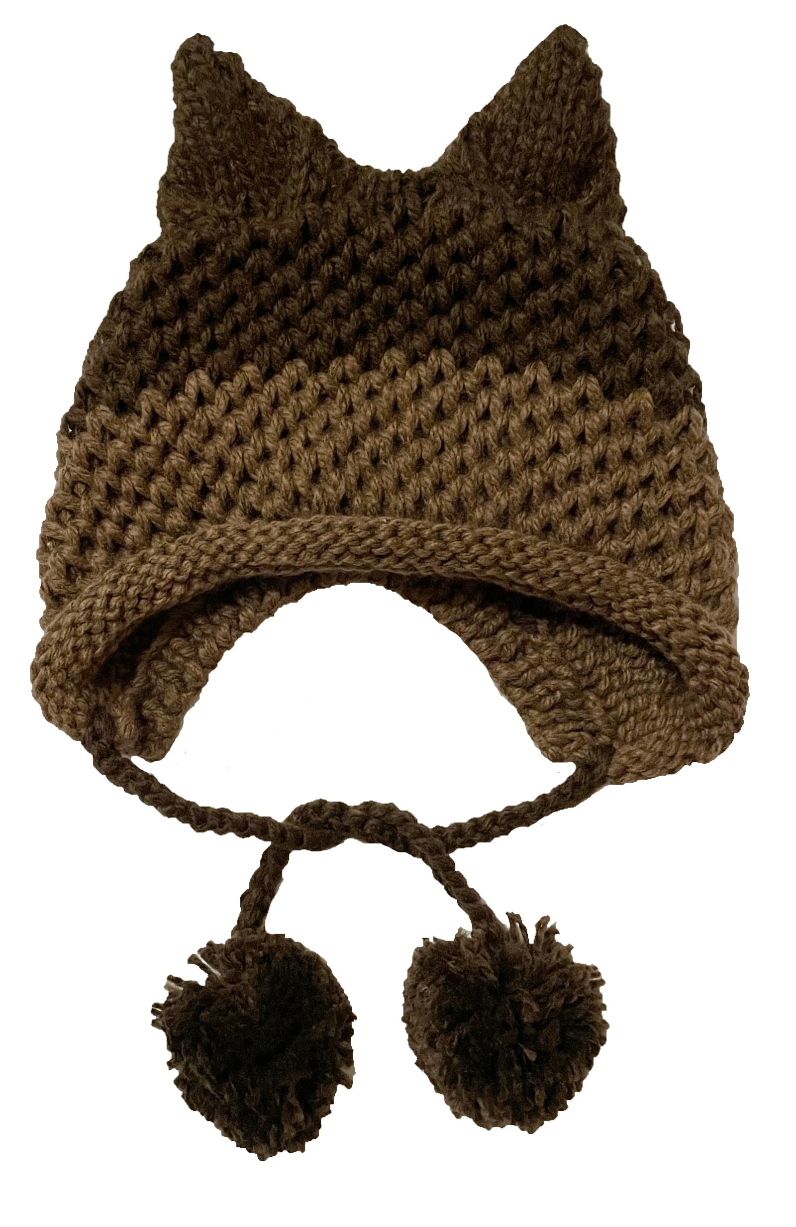 BomHCS Cute Fox Ears Beanie Winter Warm 100% Handmade Knit Hat 0 DailyAlertDeals Dark Light Coffee  