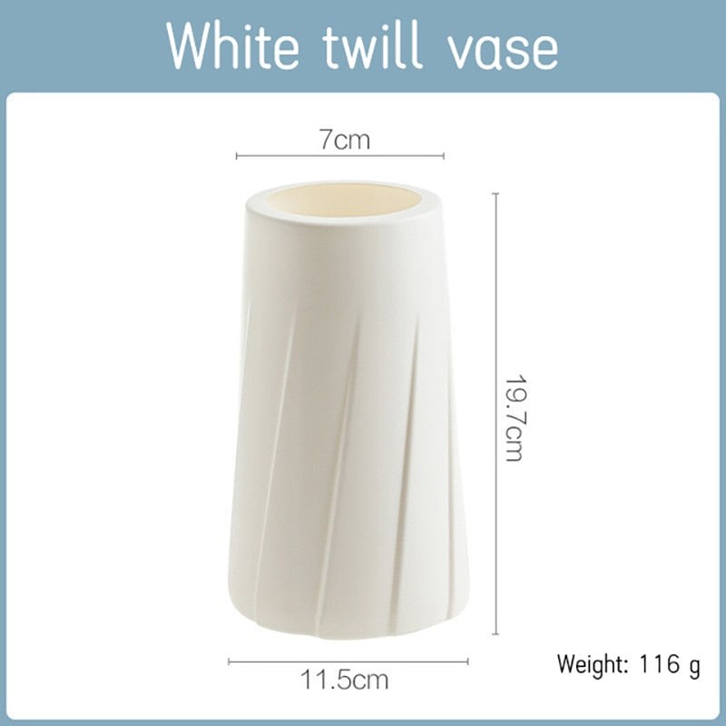 Morandi Plastic Vase Living Room Decoration Ornaments Modern Origami Plastic Vases for Flower Arrangements Home Decoration Plastic Vases Flower Pots DailyAlertDeals 3524 white  