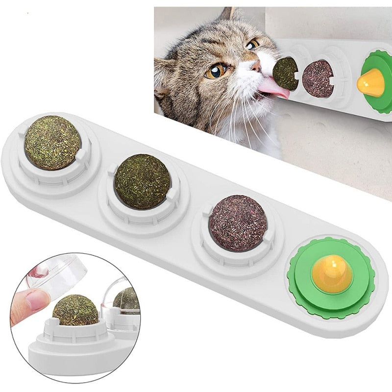 Pet Cat Catnip Wall Ball Cat Toy Catnip Balls Snack Healthy Rotatable Treats Toy Kitten Playing Chewing Cleaning Teeth Toys Food Cat toy catnip balls DailyAlertDeals   