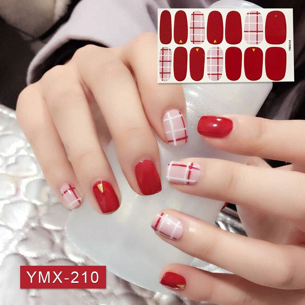 14tips/sheet Hot Colors Series Classic Collection Manicure Nail Polish Strips Nail Wraps,Full Nail Sheet DIY nail art decoration nail decal stickers DailyAlertDeals YMX210  