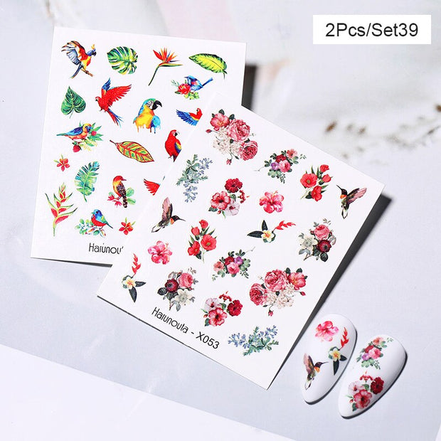 Harunouta Abstract Lady Face Water Decals Fruit Flower Summer Leopard Alphabet Leaves Nail Stickers Water Black Leaf Sliders 0 DailyAlertDeals 2pcs-39  