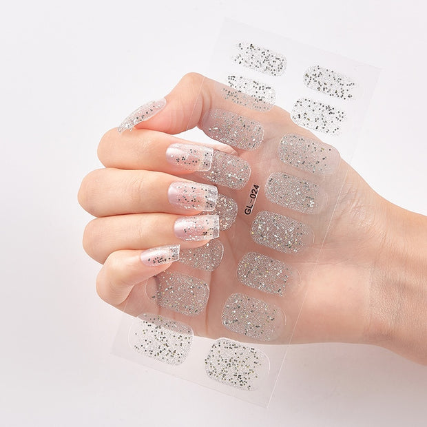 16 Tips/Sheet Glitter Series Shiny Manicure Decoracion Designed Nail Art Stickers 2020 Nail Decoration Nail Wraps Shiny Decal stickers for nails DailyAlertDeals GL-024  