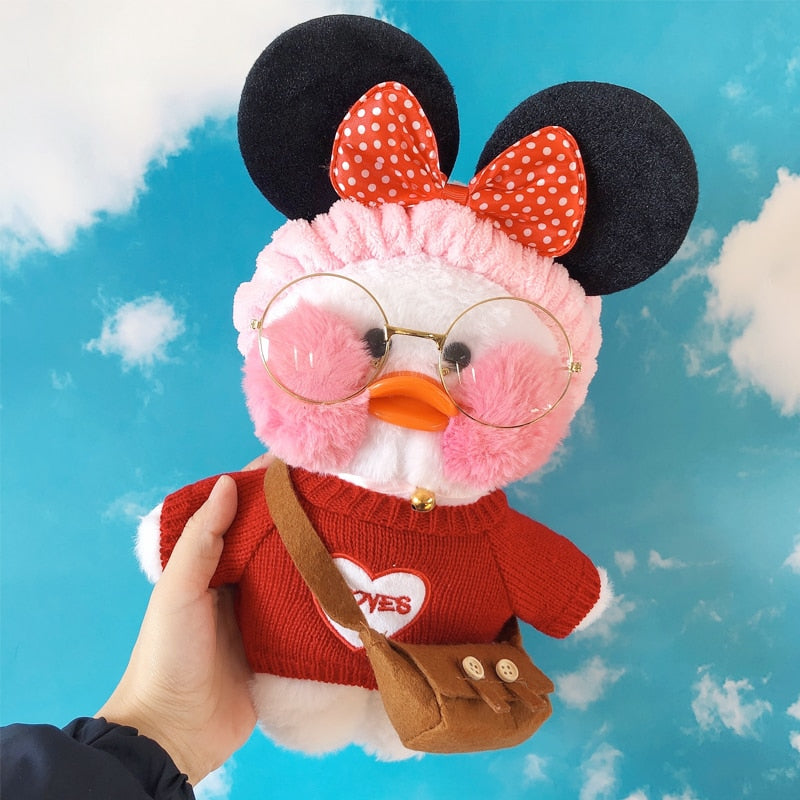 30cm Kawaii Plush LaLafanfan Cafe Duck Anime Toy Stuffed Soft Kawaii Duck Doll Animal Pillow Birthday Gift for Kids Children doll for girls DailyAlertDeals Champagne  