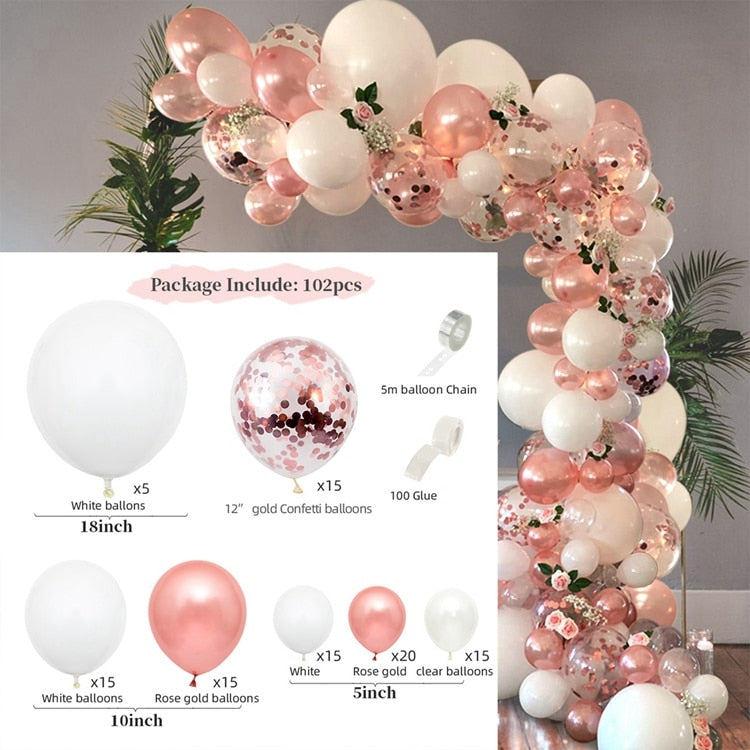 Pink Balloon Garland Arch Kit Birthday Party Decorations Kids Birthday Foil White Gold Balloon Wedding Decor Baby Shower Globos Balloons Set for Birthday Parties DailyAlertDeals 38 AS SHOWN 