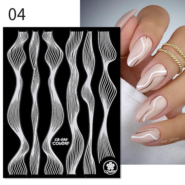 The New Heart Love Design Gold Sliver 3D Nail Art Sticker English Letter French Striping Lines Trasnfer Sliders Valentine Decor Nail Stickers DailyAlertDeals CB04  