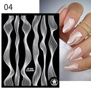 French 3D Nail Decals Stickers Stripe Line French Tips Transfer Nail Art Manicure Decoration Gold Reflective Glitter Stickers nail art DailyAlertDeals CB090 04  