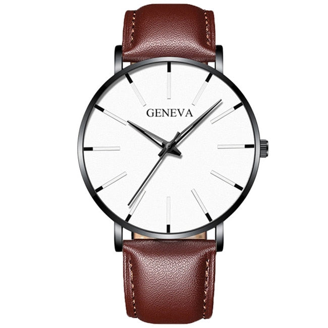 2022 Minimalist Men Fashion Ultra Thin Watches Simple Men Business Stainless Steel Mesh Belt Quartz Watch relogio masculino 0 DailyAlertDeals Leather Brown White  