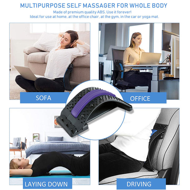 Multi-level Adjustable Back Massager Stretcher Waist Neck Stretch Fitness Lumbar Cervical Spine Support Pain Relief Relaxation back massager DailyAlertDeals   