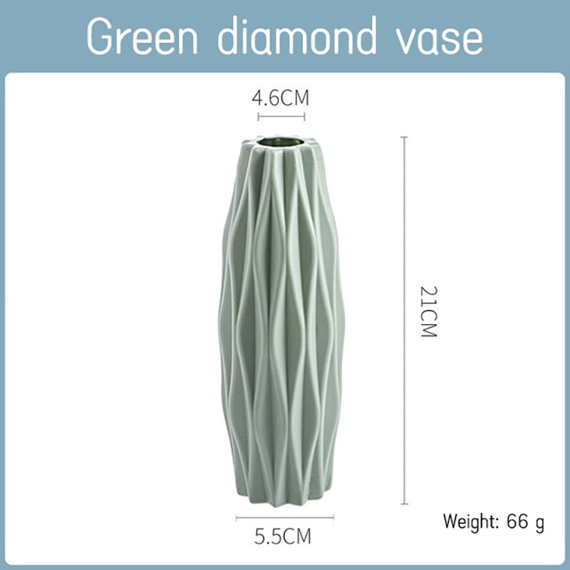 Morandi Plastic Vase Living Room Decoration Ornaments Modern Origami Plastic Vases for Flower Arrangements Home Decoration Plastic Vases Flower Pots DailyAlertDeals 3219 green  