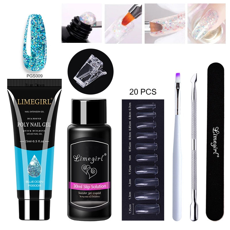 Poly gels Set for nail Extension Manicure Acryl Gel Varnish Set 15ML Poly gels Poly Nail Kit UV Gel Kit Poly gels Set for nail Extension DailyAlertDeals ZH119-PGS009 China 