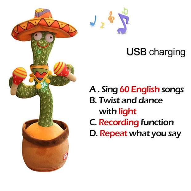 Lovely Talking Wiggle Dancing Cactus Doll Repeat English Songs Plush Cactus Toys for Babies Christmas Toy Gift Lovely Talking Toy Dancing Cactus Doll DailyAlertDeals Style6 English Songs USA 