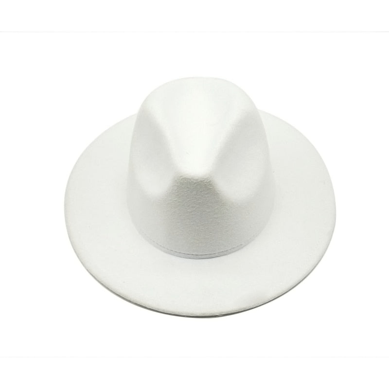 Autumn Winter Womens Felt Hat Fedoras Big Brim Hats For Women British Style Vintage Church Hats Lady Flat Brim White jazz cap 0 DailyAlertDeals   