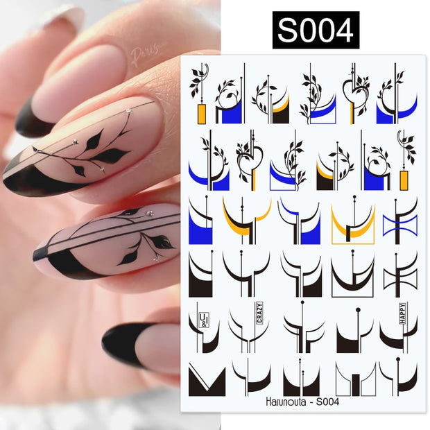 Harunouta 2022 NEW Gold Bronzing Slider Nail Art 3D Decals Decoration Flower Leaves Nail Art Sticker DIY Manicure Transfer Decal Nail Stickers DailyAlertDeals S004  