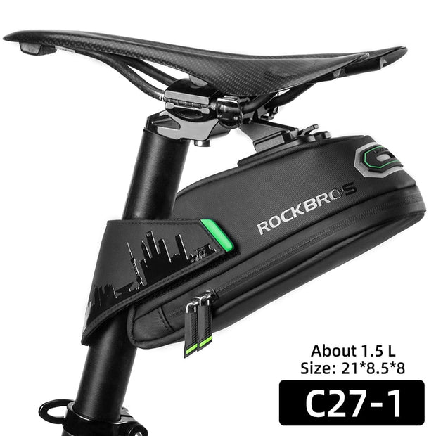 ROCKBROS1.7L Bicycle Bag Waterproof Rear Large Capatity Quick Release Seatpost Shockproof Double Zipper Rear Bag Accessories 0 DailyAlertDeals C27-1 1.5L Poland 