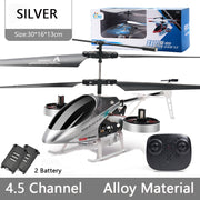 DEERC RC Helicopter 2.4G Aircraft 3.5CH 4.5CH RC Plane With Led Light Anti-collision Durable Alloy Toys For Beginner Kids Boys kids toy DailyAlertDeals 30CM Silver 2Battery  