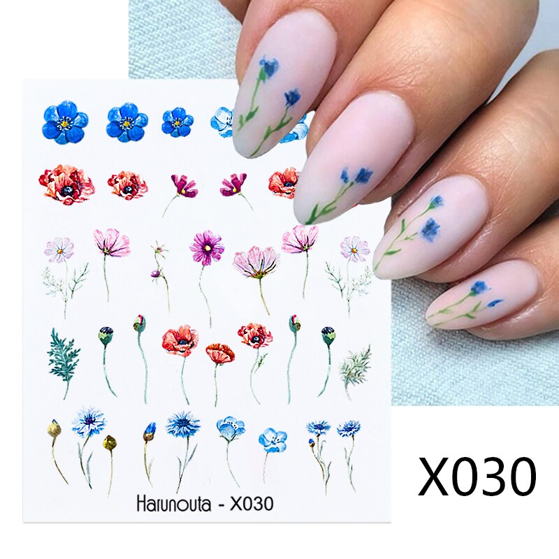 Harunouta Autumn Flowers Leaves Line Patter Nails Sticker Nail Art Decorations Decals Water Transfer Slider Foil Manicures Wraps 0 DailyAlertDeals X030  