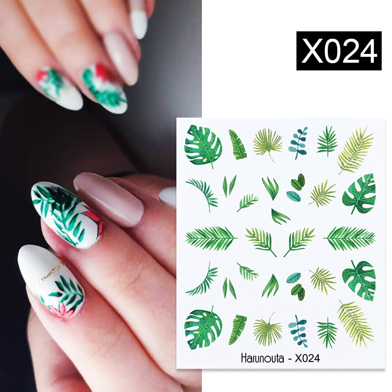 Harunouta Spring Summer Simple Flower Leaf Tree Water Decals Stickers Butterfly Slider Watermarks Decoration Nail Art Manicures 0 DailyAlertDeals X024  