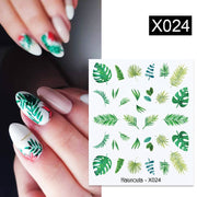 1Pc Spring Water Nail Decal And Sticker Flower Leaf Tree Green Simple Summer DIY Slider For Manicuring Nail Art Watermark 0 DailyAlertDeals X024  