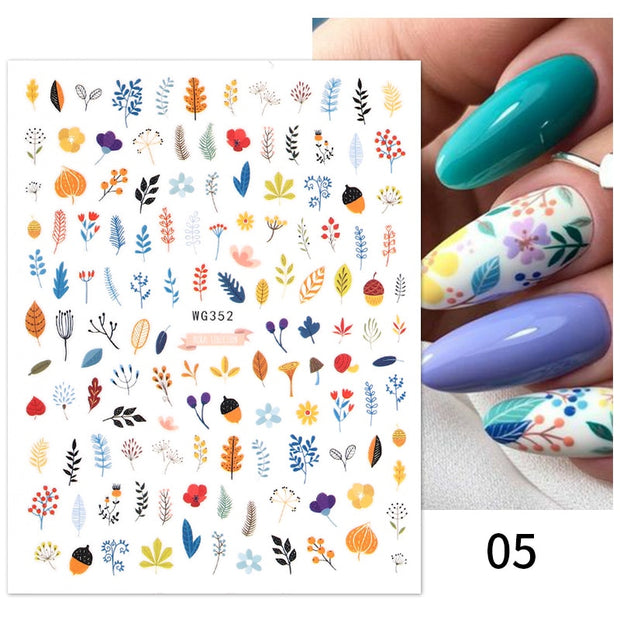 Harunouta 2022 NEW Gold Bronzing Slider Nail Art 3D Decals Decoration Flower Leaves Nail Art Sticker DIY Manicure Transfer Decal Nail Stickers DailyAlertDeals 18  